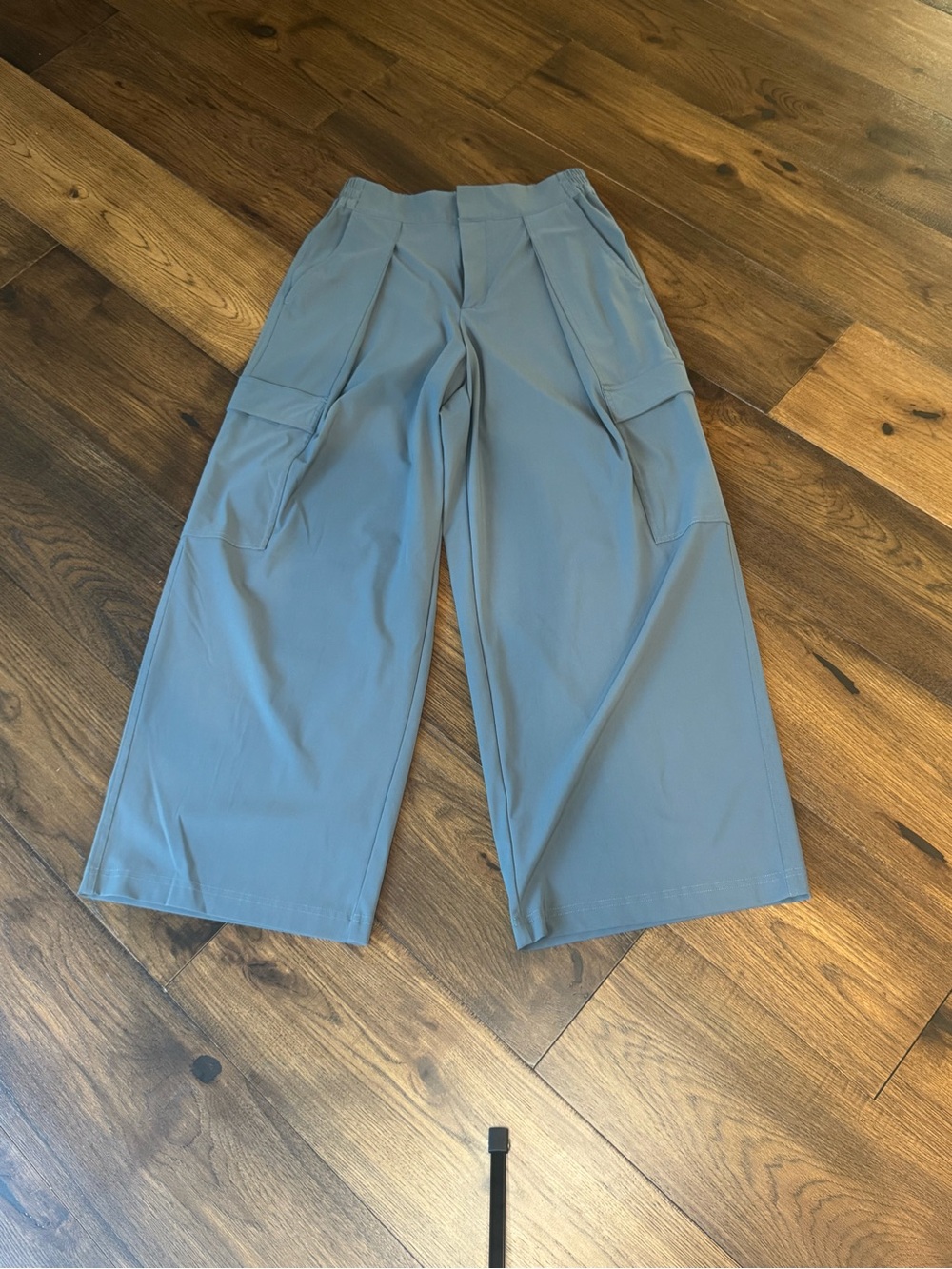 Athleta Wide-Leg Cropped Cargo Pants in Light Blue